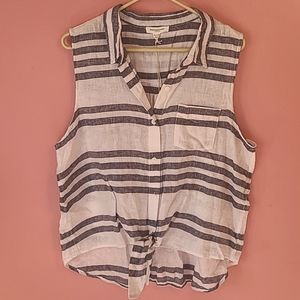 Women's Beach Lunch Lounge Button Down Linen Blouse